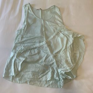 Lunya washable silk tulip back pajama set S mint